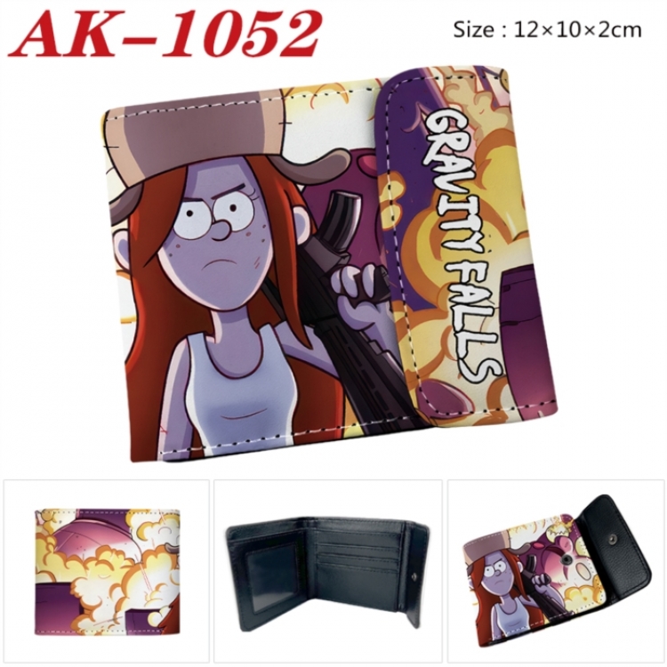 Gravity Falls Anime PU leather full color buckle two fold wallet 12X10X2CM