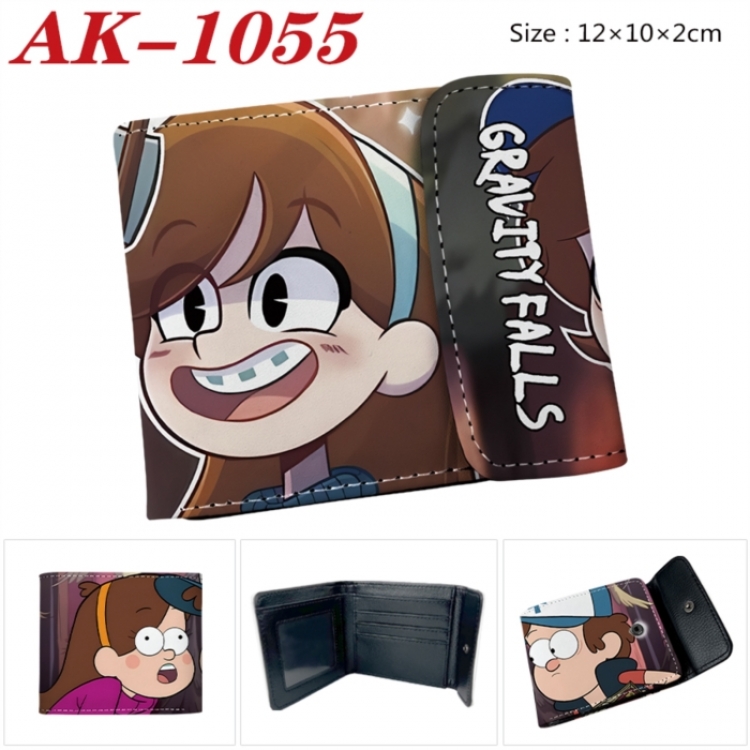 Gravity Falls Anime PU leather full color buckle two fold wallet 12X10X2CM