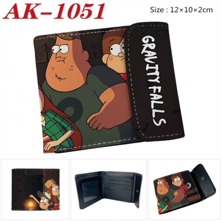 Gravity Falls Anime PU leather full color buckle two fold wallet 12X10X2CM