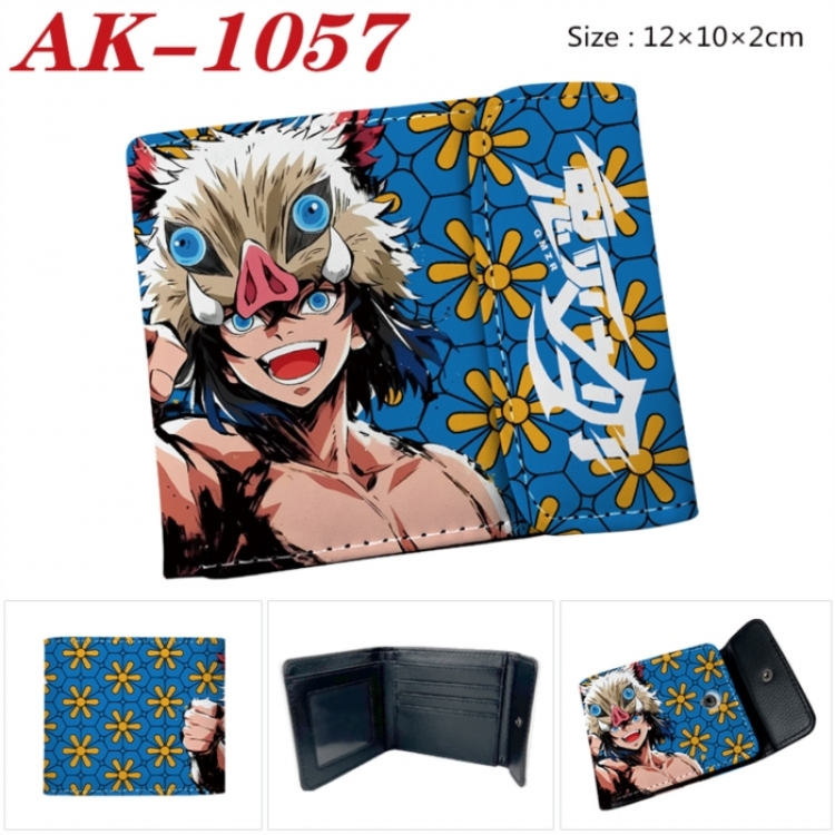 Demon Slayer Kimets Anime PU leather full color buckle two fold wallet 12X10X2CM
