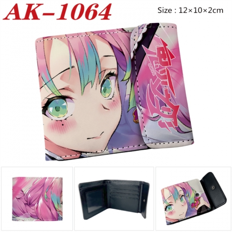 Demon Slayer Kimets Anime PU leather full color buckle two fold wallet 12X10X2CM