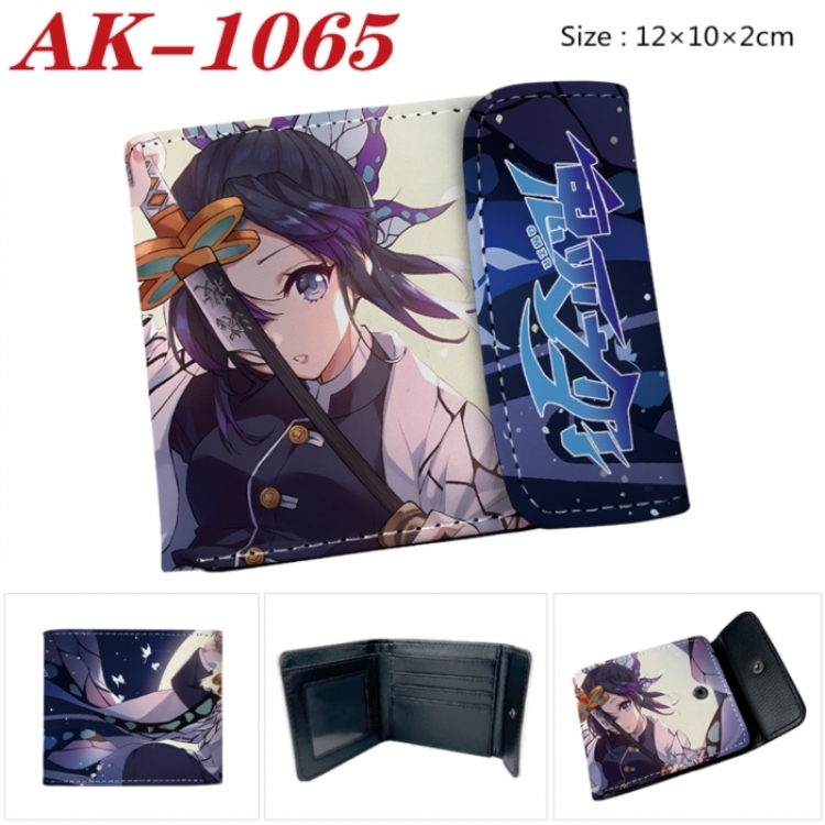 Demon Slayer Kimets Anime PU leather full color buckle two fold wallet 12X10X2CM
