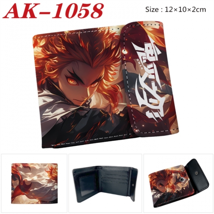 Demon Slayer Kimets Anime PU leather full color buckle two fold wallet 12X10X2CM