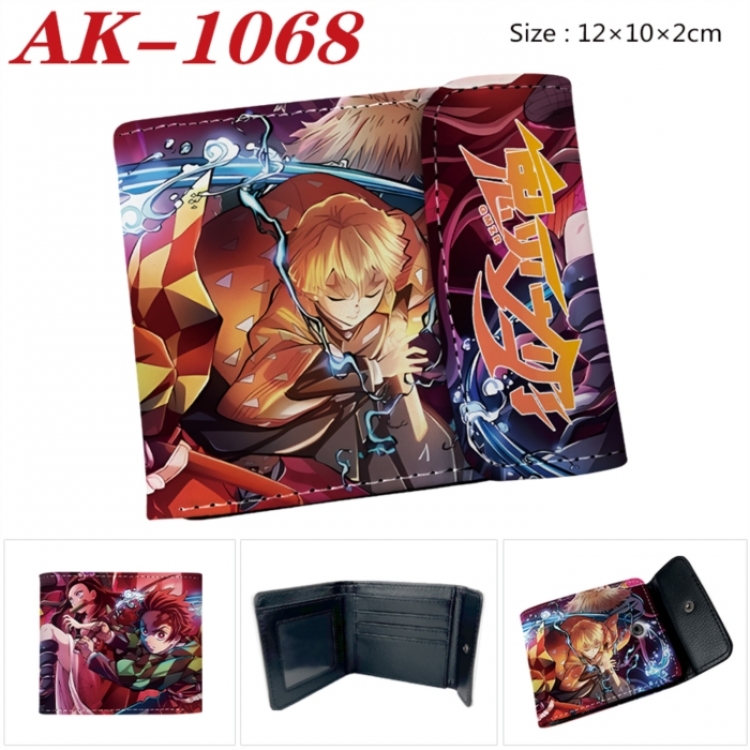 Demon Slayer Kimets Anime PU leather full color buckle two fold wallet 12X10X2CM