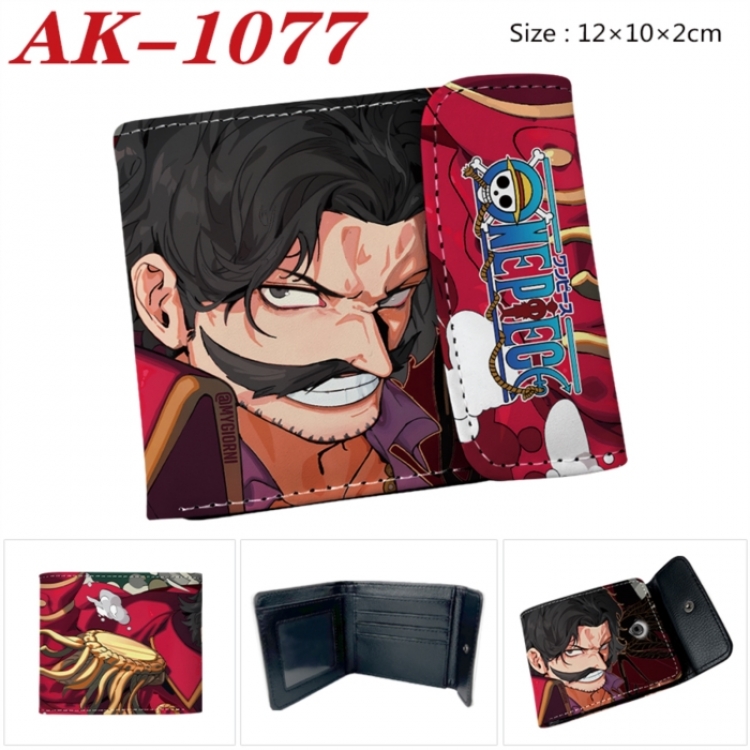 One Piece Anime PU leather full color buckle two fold wallet 12X10X2CM