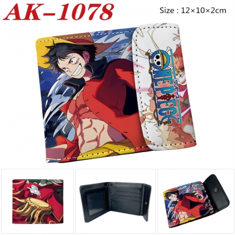 One Piece Anime PU leather full color buckle two fold wallet 12X10X2CM