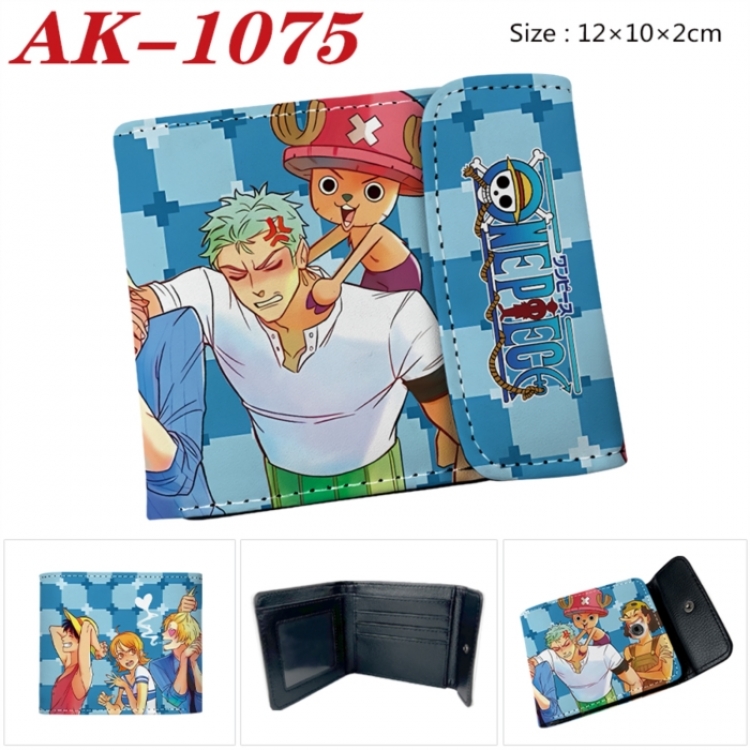 One Piece Anime PU leather full color buckle two fold wallet 12X10X2CM