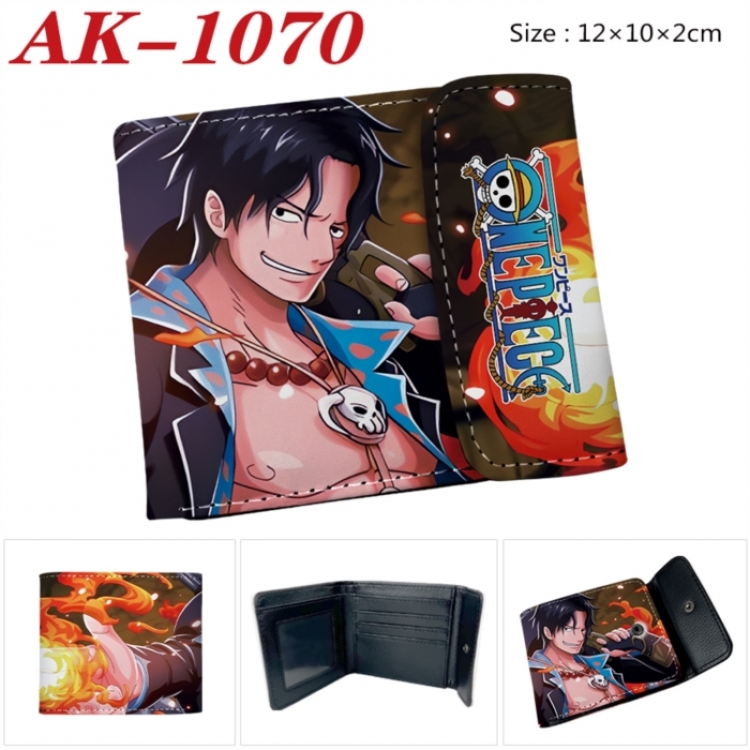 One Piece Anime PU leather full color buckle two fold wallet 12X10X2CM