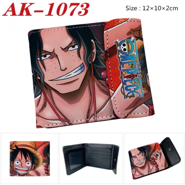 One Piece Anime PU leather full color buckle two fold wallet 12X10X2CM