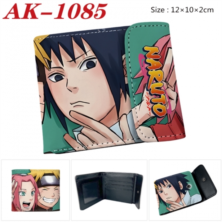 Naruto Anime PU leather full color buckle two fold wallet 12X10X2CM