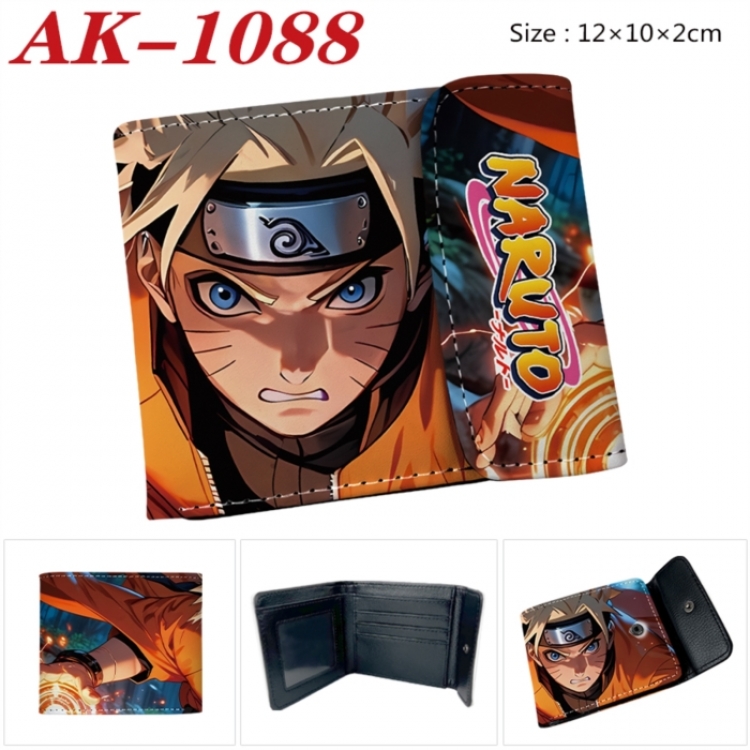Naruto Anime PU leather full color buckle two fold wallet 12X10X2CM