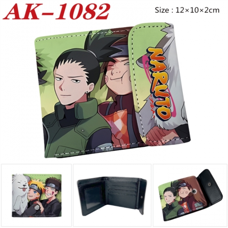 Naruto Anime PU leather full color buckle two fold wallet 12X10X2CM