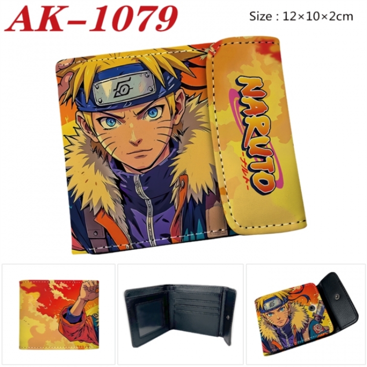 Naruto Anime PU leather full color buckle two fold wallet 12X10X2CM