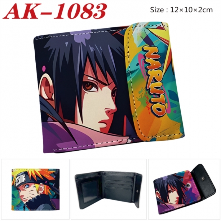 Naruto Anime PU leather full color buckle two fold wallet 12X10X2CM