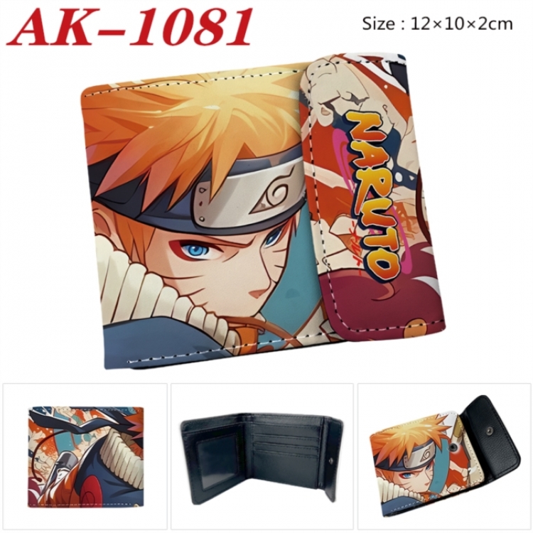 Naruto Anime PU leather full color buckle two fold wallet 12X10X2CM