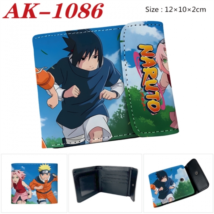 Naruto Anime PU leather full color buckle two fold wallet 12X10X2CM