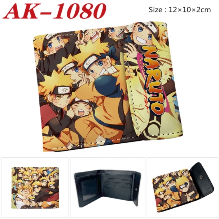 Naruto Anime PU leather full color buckle two fold wallet 12X10X2CM