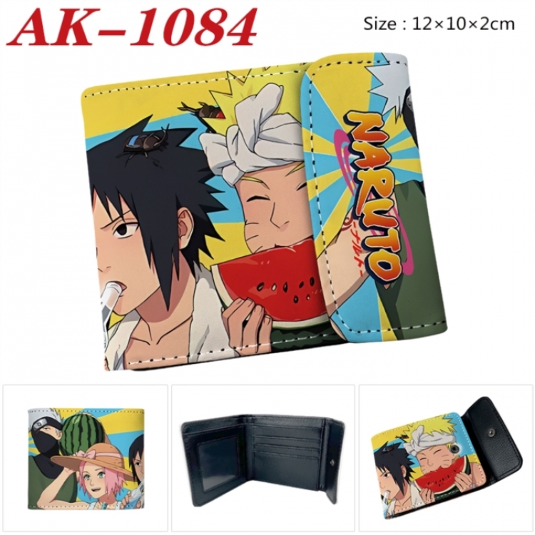 Naruto Anime PU leather full color buckle two fold wallet 12X10X2CM