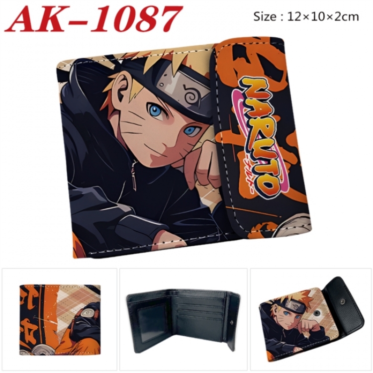 Naruto Anime PU leather full color buckle two fold wallet 12X10X2CM