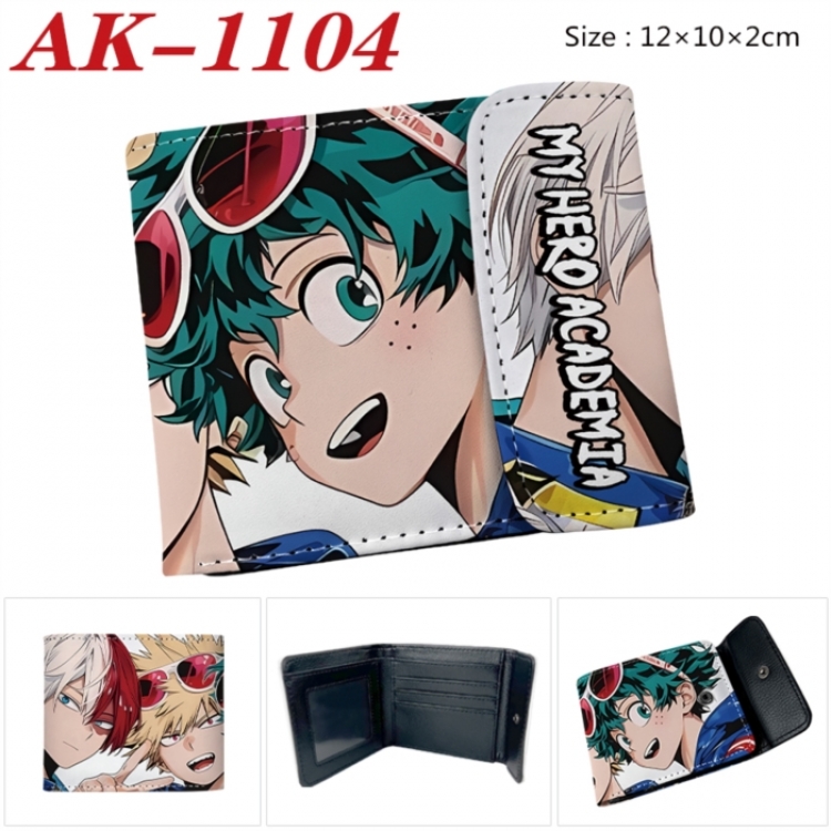 My Hero Academia Anime PU leather full color buckle two fold wallet 12X10X2CM