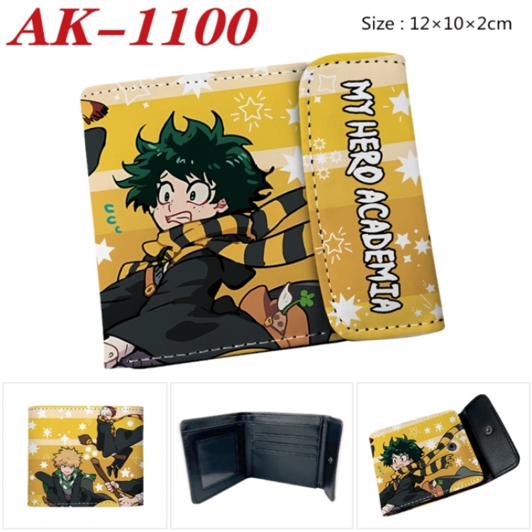 My Hero Academia Anime PU leather full color buckle two fold wallet 12X10X2CM