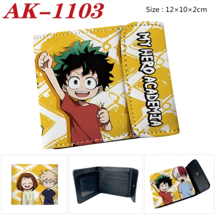 My Hero Academia Anime PU leather full color buckle two fold wallet 12X10X2CM