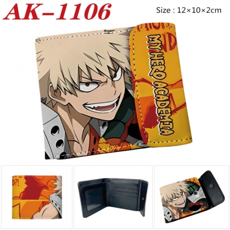 My Hero Academia Anime PU leather full color buckle two fold wallet 12X10X2CM