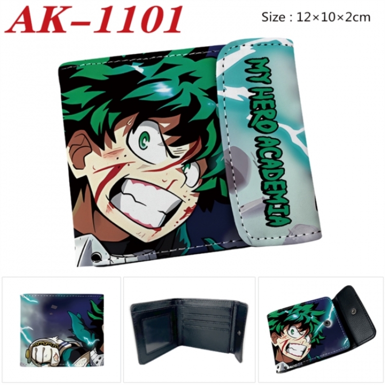 My Hero Academia Anime PU leather full color buckle two fold wallet 12X10X2CM