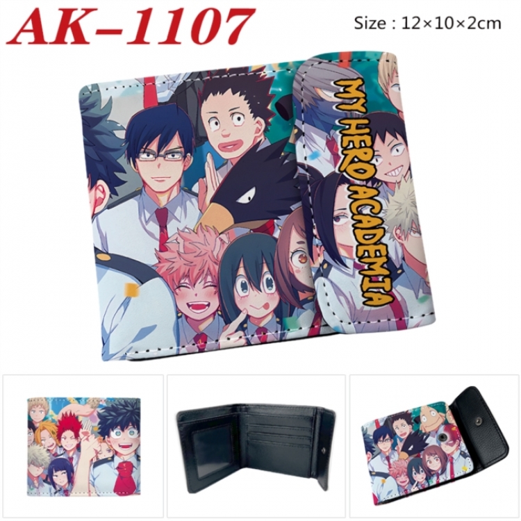 My Hero Academia Anime PU leather full color buckle two fold wallet 12X10X2CM
