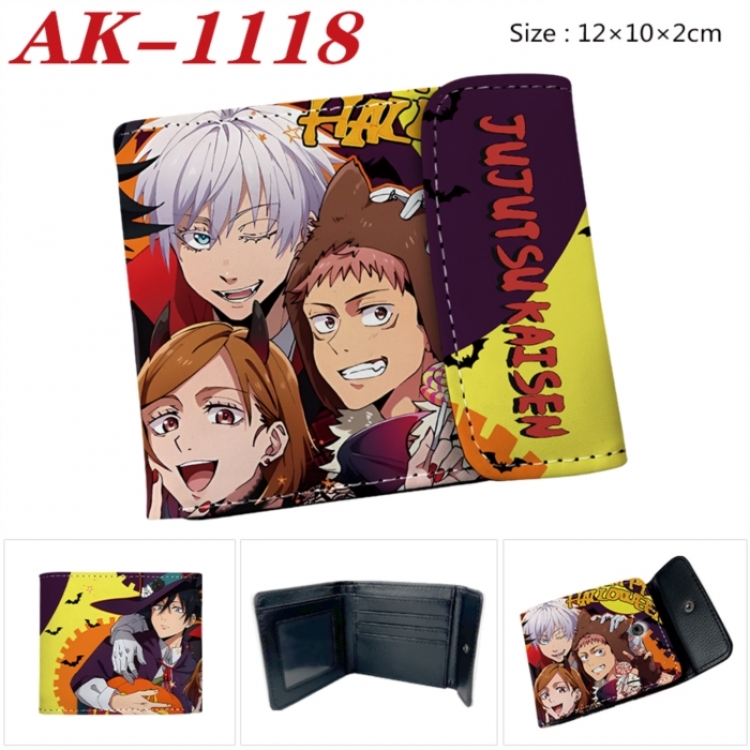 Jujutsu Kaisen Anime PU leather full color buckle two fold wallet 12X10X2CM