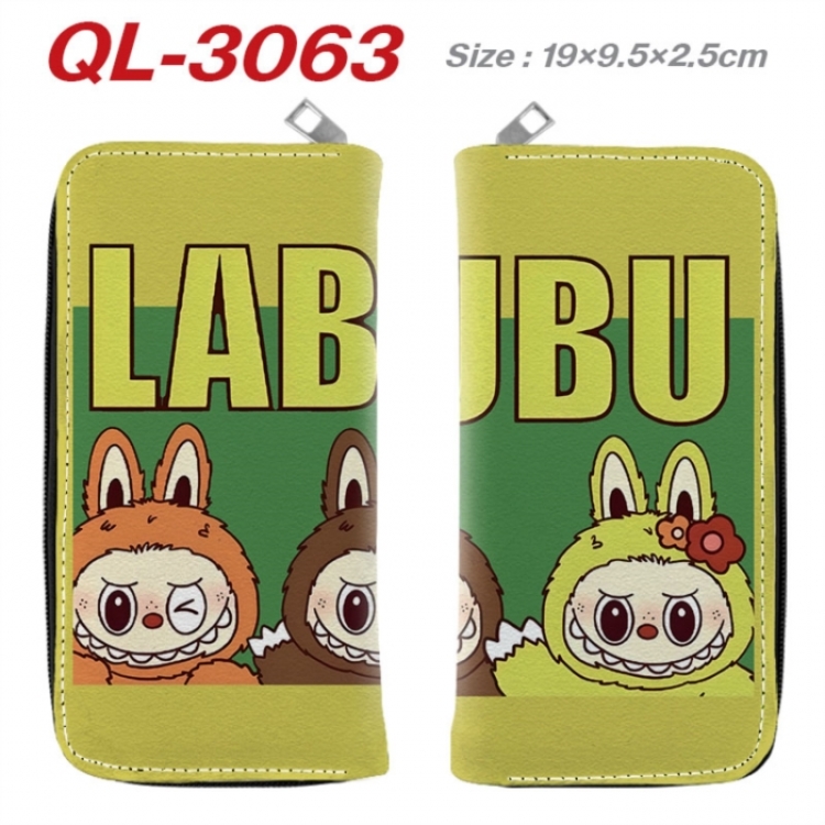 Labubu Anime peripheral PU leather full-color long zippered wallet 19.5x9.5x2.5cm