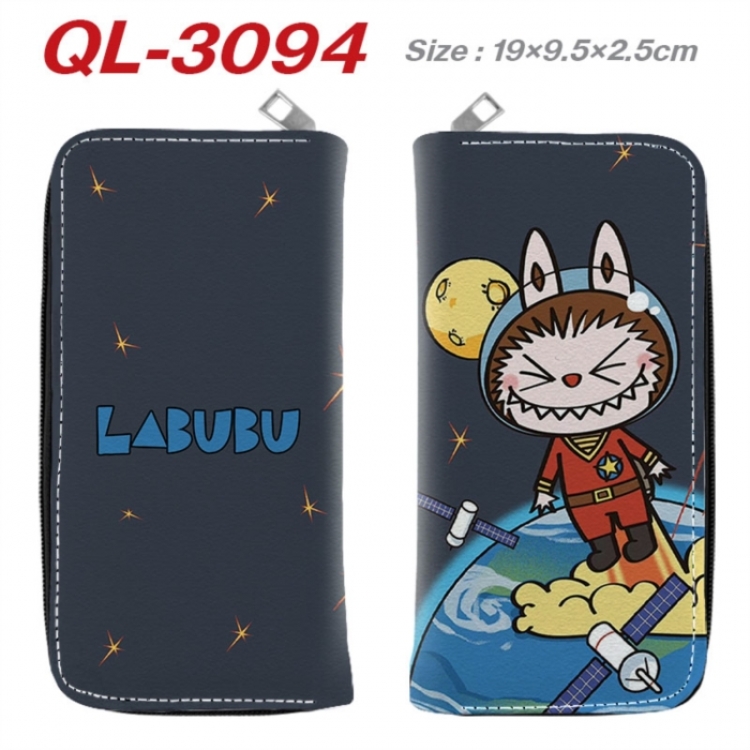 Labubu Anime peripheral PU leather full-color long zippered wallet 19.5x9.5x2.5cm
