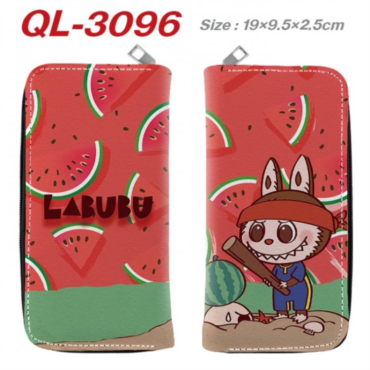 Labubu Anime peripheral PU leather full-color long zippered wallet 19.5x9.5x2.5cm
