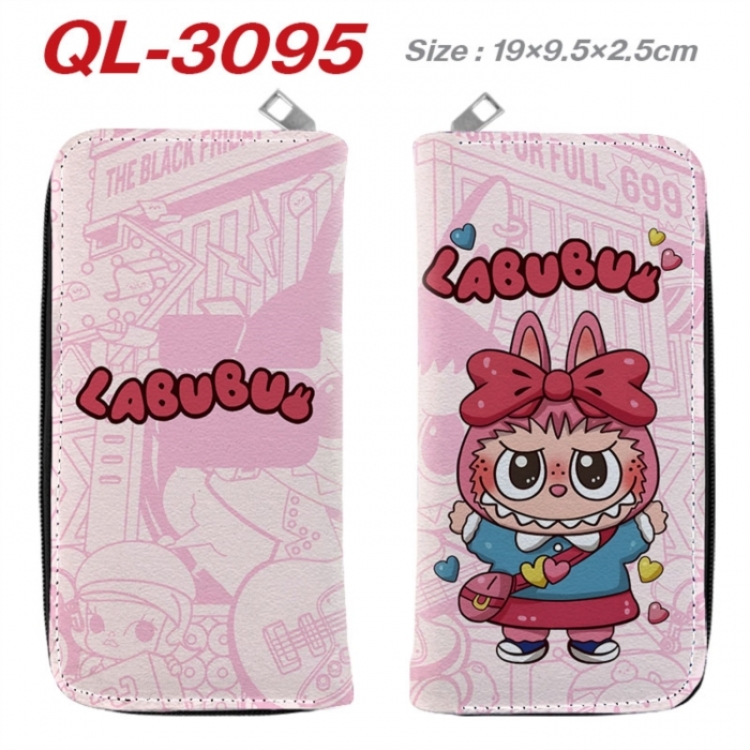 Labubu Anime peripheral PU leather full-color long zippered wallet 19.5x9.5x2.5cm