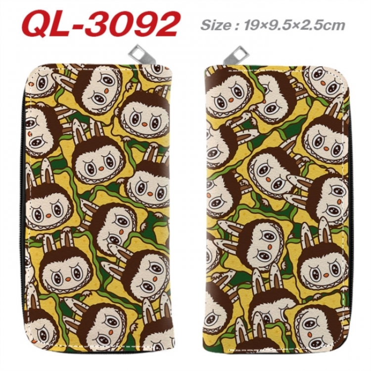Labubu Anime peripheral PU leather full-color long zippered wallet 19.5x9.5x2.5cm