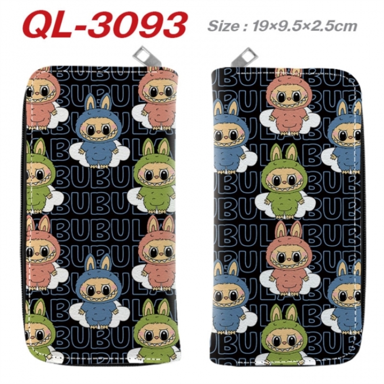 Labubu Anime peripheral PU leather full-color long zippered wallet 19.5x9.5x2.5cm