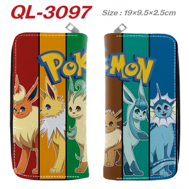 Pokemon Anime peripheral PU leather full-color long zippered wallet 19.5x9.5x2.5cm