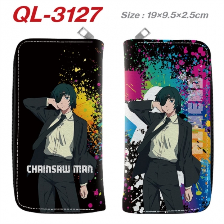 Chainsaw man  Anime peripheral PU leather full-color long zippered wallet 19.5x9.5x2.5cm