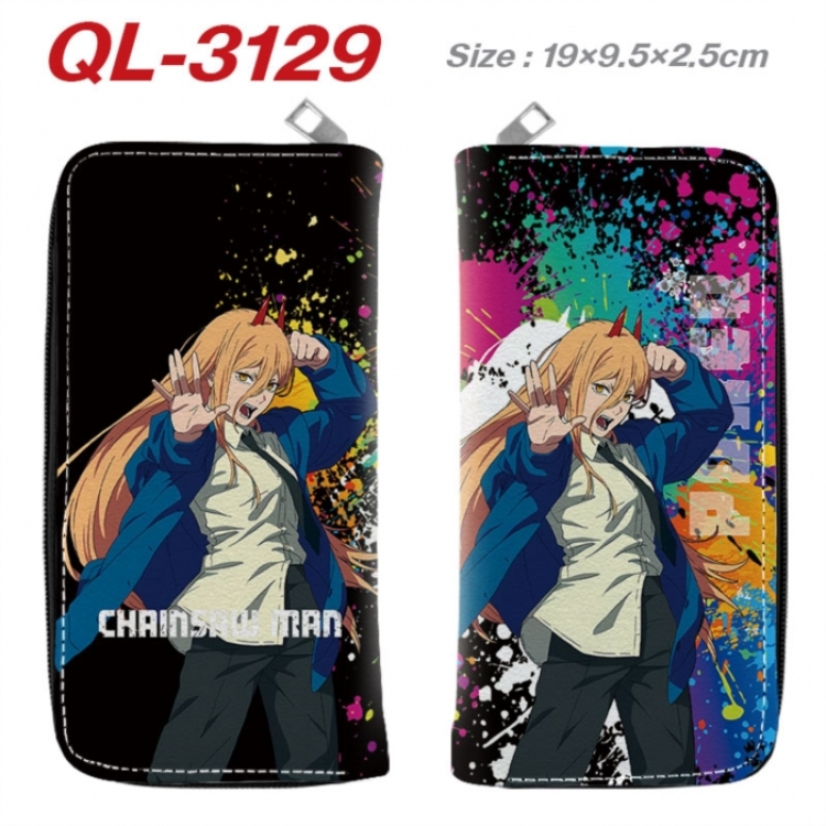 Chainsaw man  Anime peripheral PU leather full-color long zippered wallet 19.5x9.5x2.5cm
