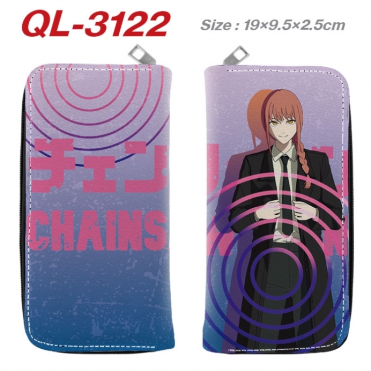 Chainsaw man  Anime peripheral PU leather full-color long zippered wallet 19.5x9.5x2.5cm