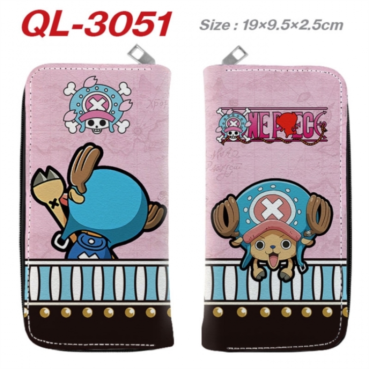 One Piece Anime peripheral PU leather full-color long zippered wallet 19.5x9.5x2.5cm