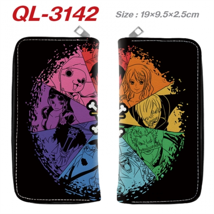 One Piece Anime peripheral PU leather full-color long zippered wallet 19.5x9.5x2.5cm