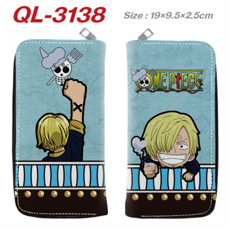 One Piece Anime peripheral PU leather full-color long zippered wallet 19.5x9.5x2.5cm