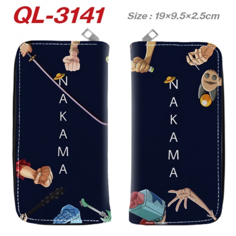 One Piece Anime peripheral PU leather full-color long zippered wallet 19.5x9.5x2.5cm