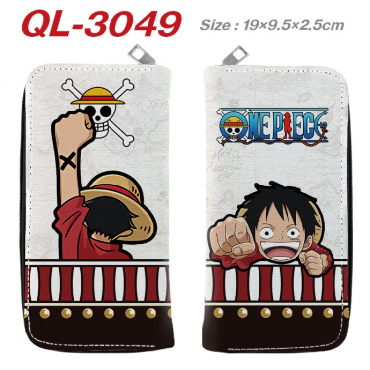 One Piece Anime peripheral PU leather full-color long zippered wallet 19.5x9.5x2.5cm
