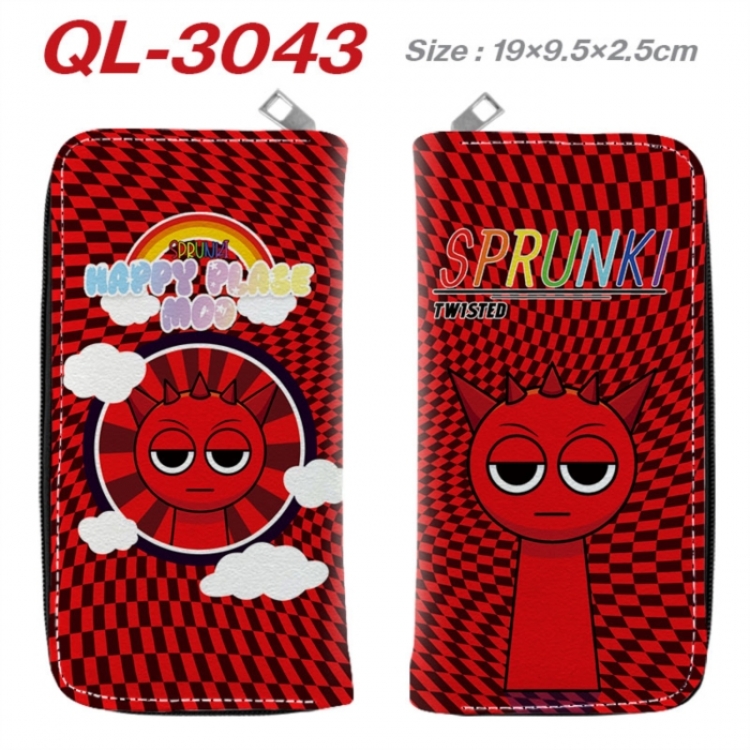 Sprunki Anime peripheral PU leather full-color long zippered wallet 19.5x9.5x2.5cm