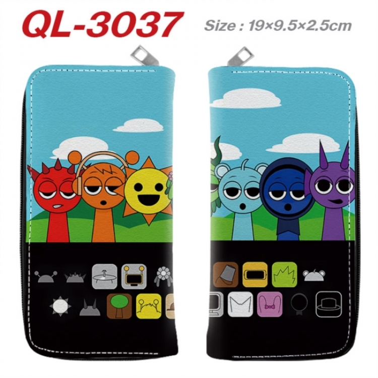 Sprunki Anime peripheral PU leather full-color long zippered wallet 19.5x9.5x2.5cm
