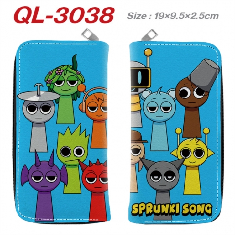 Sprunki Anime peripheral PU leather full-color long zippered wallet 19.5x9.5x2.5cm