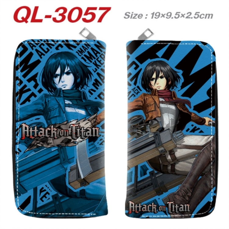 Shingeki no Kyojin Anime peripheral PU leather full-color long zippered wallet 19.5x9.5x2.5cm