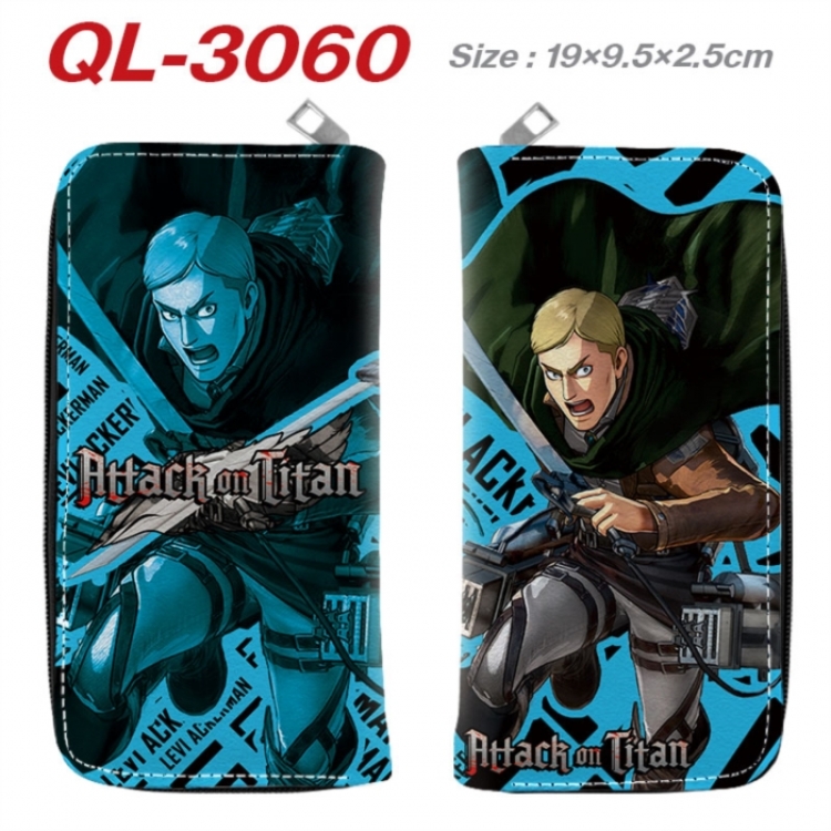 Shingeki no Kyojin Anime peripheral PU leather full-color long zippered wallet 19.5x9.5x2.5cm